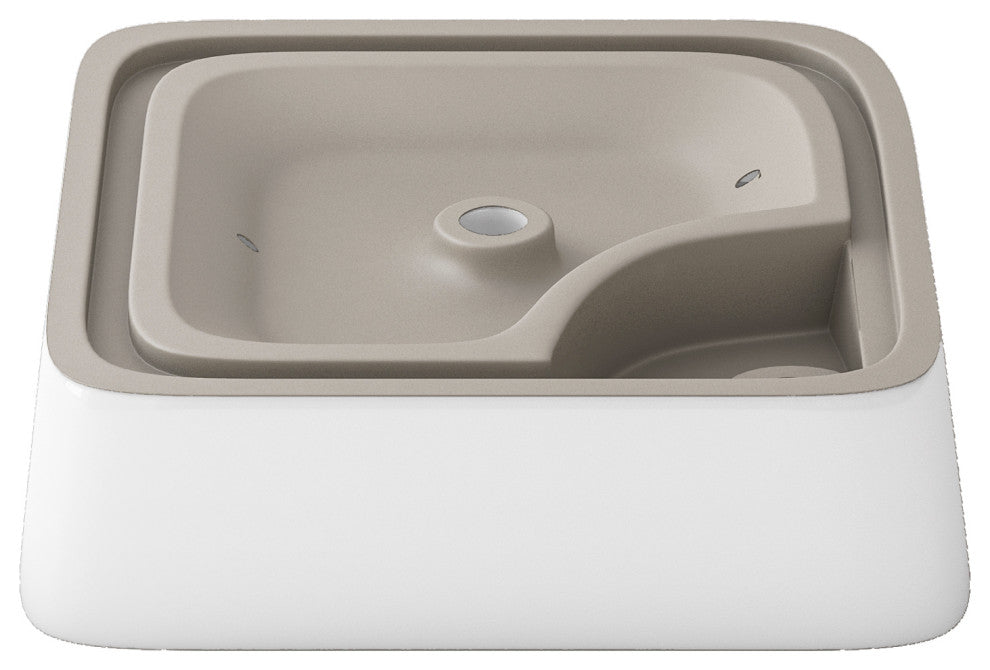 Leonis 17" Square White Finish Ceramic Vessel Bathroom Vanity Sink