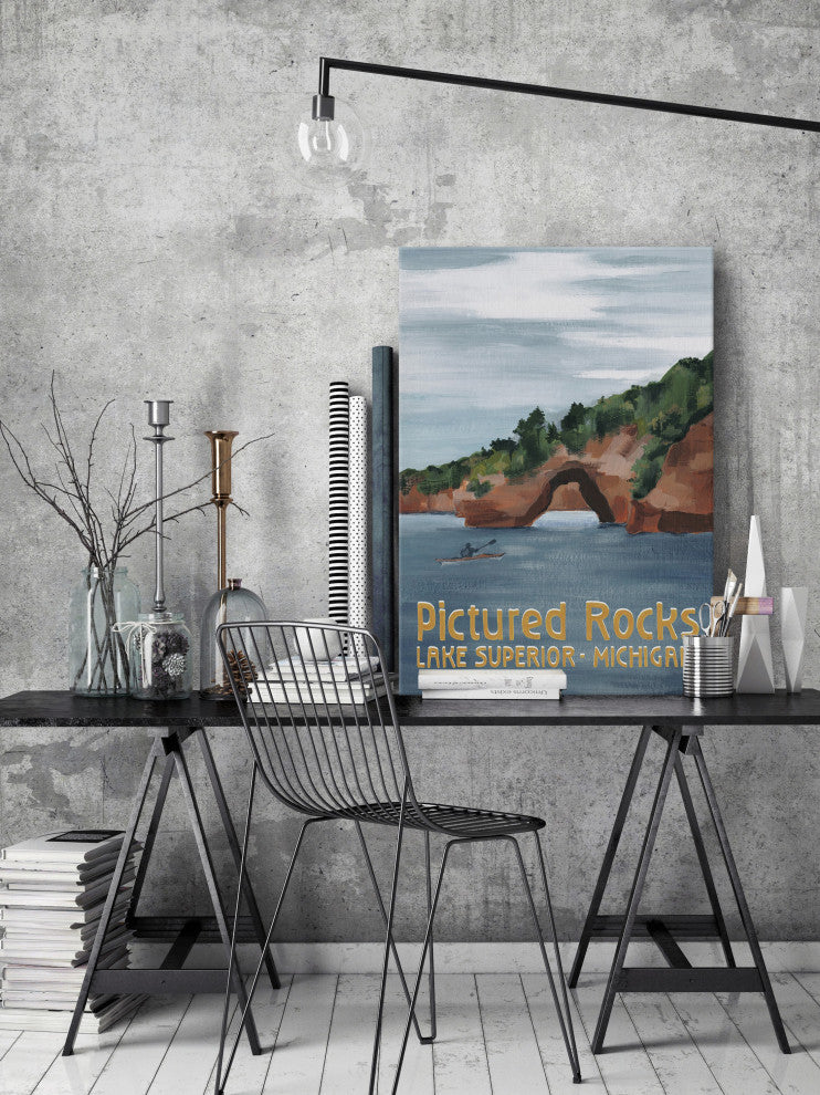"Pictured Rocks" Painting Print on Wrapped Canvas, 20x30