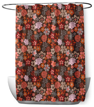 70"Wx73"L Succulent Garden Shower Curtain, Brown