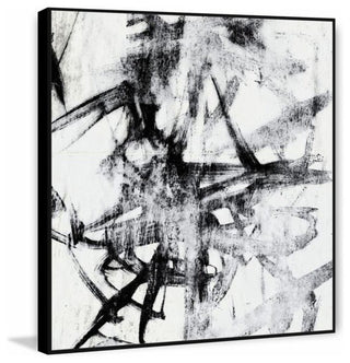 "Monotype Scribble II" Floater Framed Painting Print on Canvas, 16"x16"