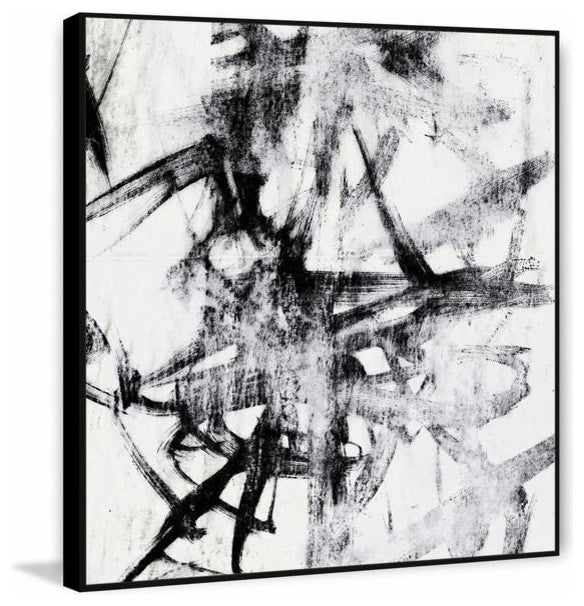 "Monotype Scribble II" Floater Framed Painting Print on Canvas, 16"x16"