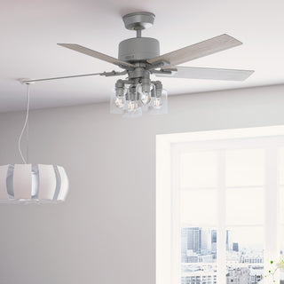 Hunter 52" WiFi Techne Ceiling Fan, LED Kit, Remote, Matte Silver