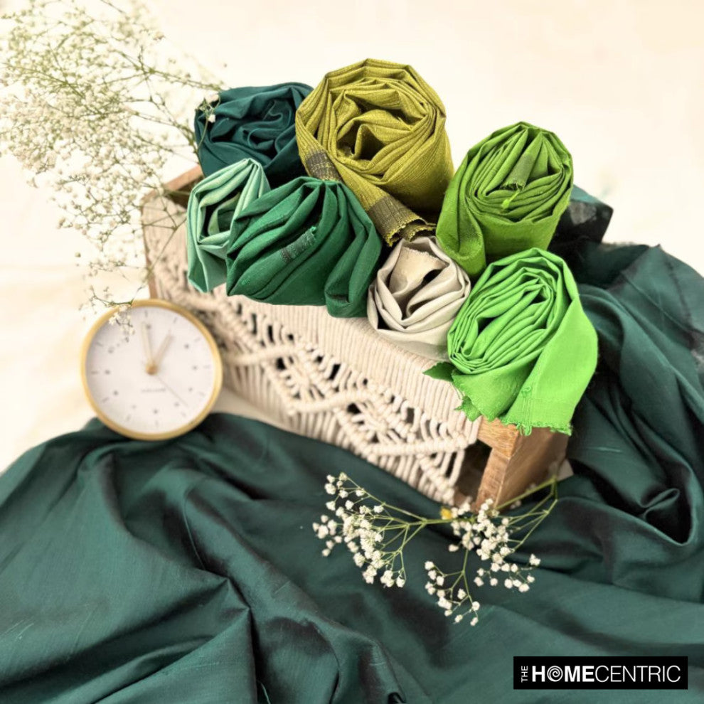 Dark Moss Green Silk Dupioni Fabric By The Yard, 5 Yards For Curtain, Dress