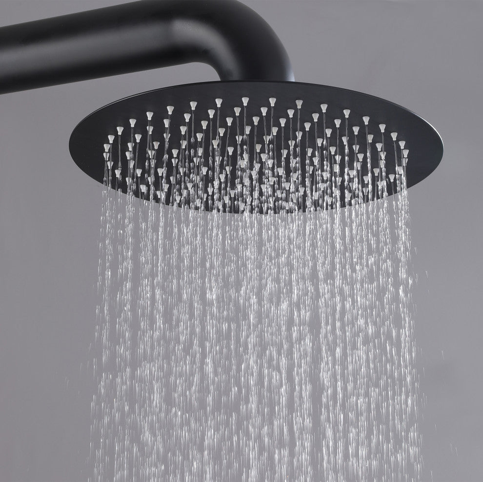 Free Standing Outdoor Shower with Handheld Shower, Matte Black