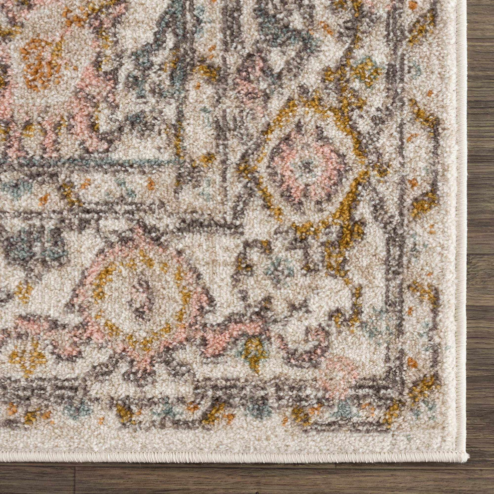 Hauteloom Herstmonceux Area Rug, Camel/Charcoal/Dusty Pink, 7'10"x10'2"