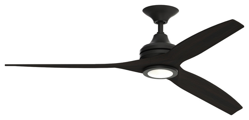 Fanimation Spitfire 72" Fan/LED Light, Black/Dark Walnut Wood