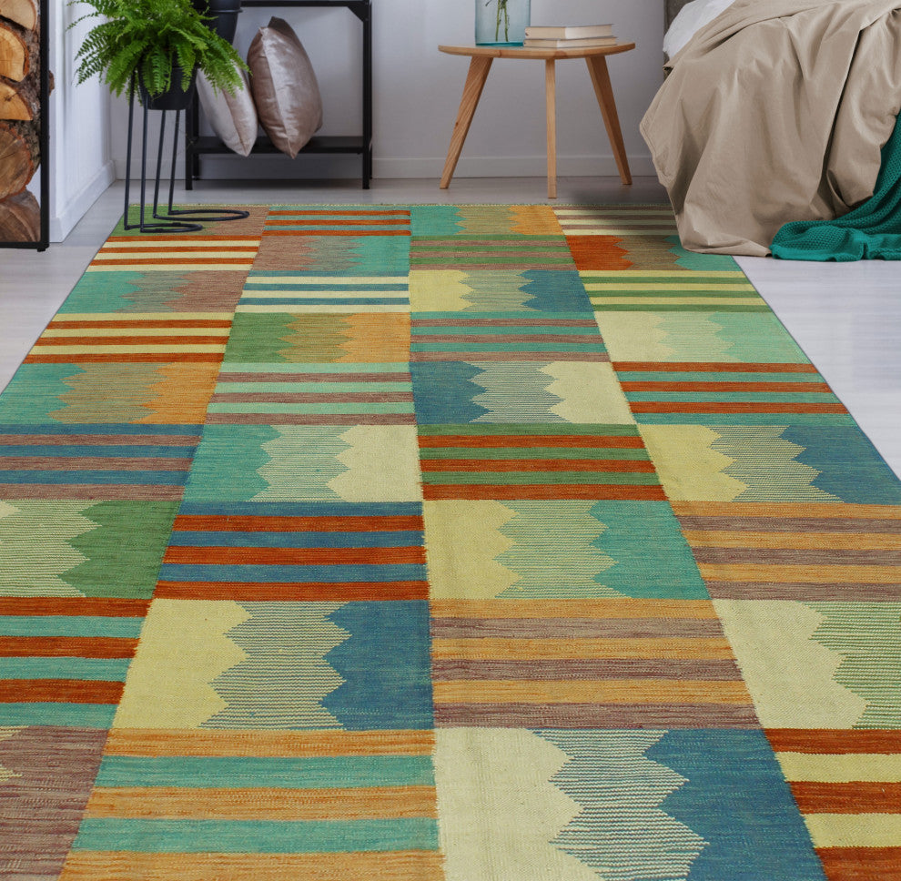 Winchester Kilim Inju Blue/Beige Rug, 6'6x9'10