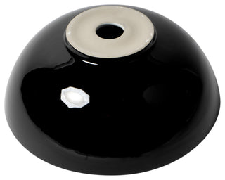 Black and White 15" Round Vessel Above Mount Ceramic Sink