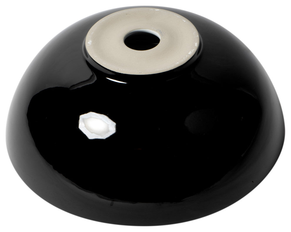 Black and White 15" Round Vessel Above Mount Ceramic Sink