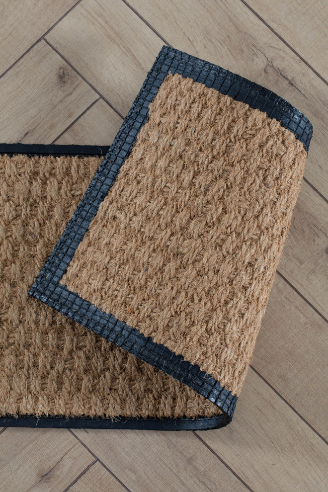 24.5"x14"x1.5" Natural/Recycled Rubber Boot Tray Tan Coir Insert