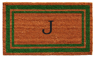 Green Border 24"x36" Monogram Doormat, Letter J