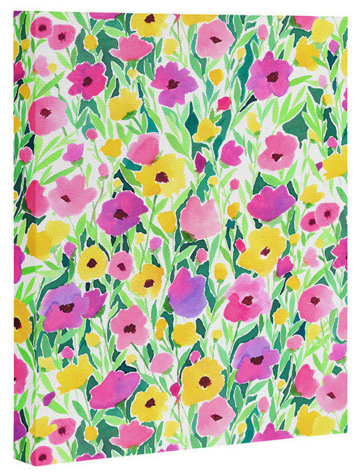 Deny Designs Jacqueline Maldonado Flower Field Pink Yellow Art Canvas
