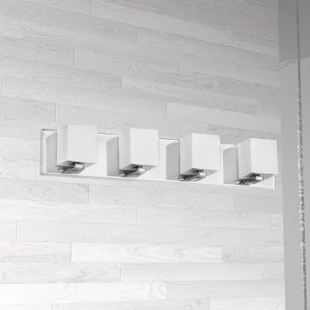 Coeur 4-Light Vanity Fixture, Frosted White