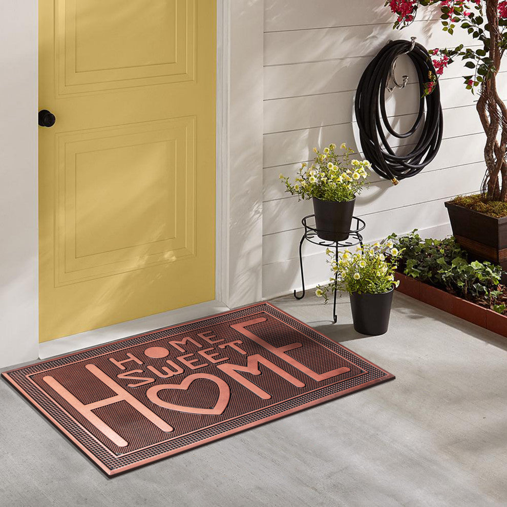 A1HC Home Sweet Home Rubber Pin Mat Heavy Duty Doormat 24"x39", Copper