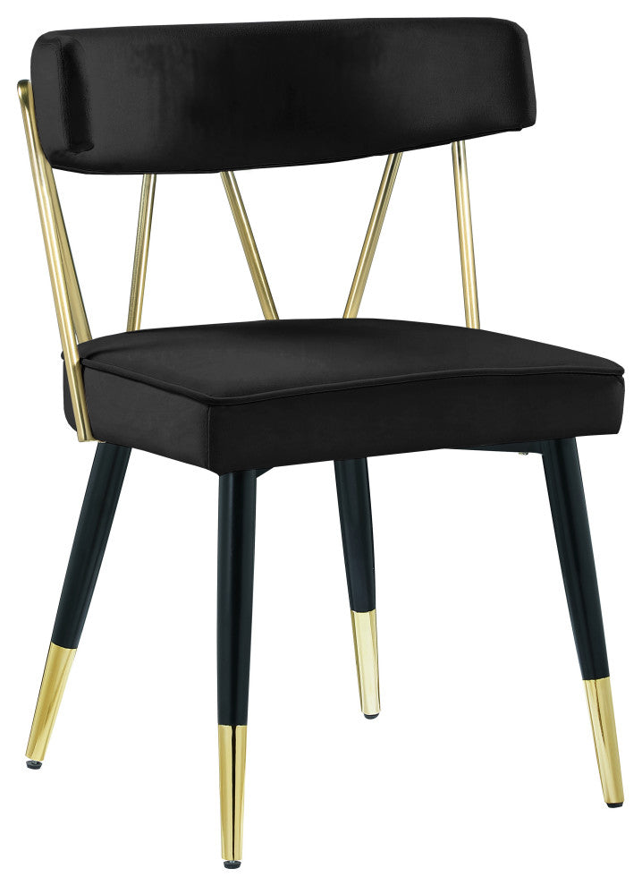 Rheingold Upholstered Dining Chair, Black, Velvet