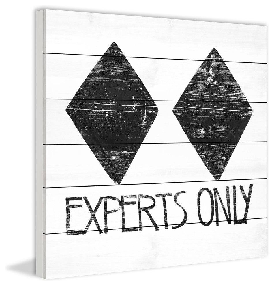 "Experts Only" Painting Print on White Wood, 18"x18"