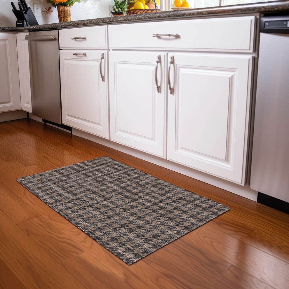 Indoor/Outdoor Hinton HN1 Chocolate Machine Washable 1'8" x 2'6" Rug