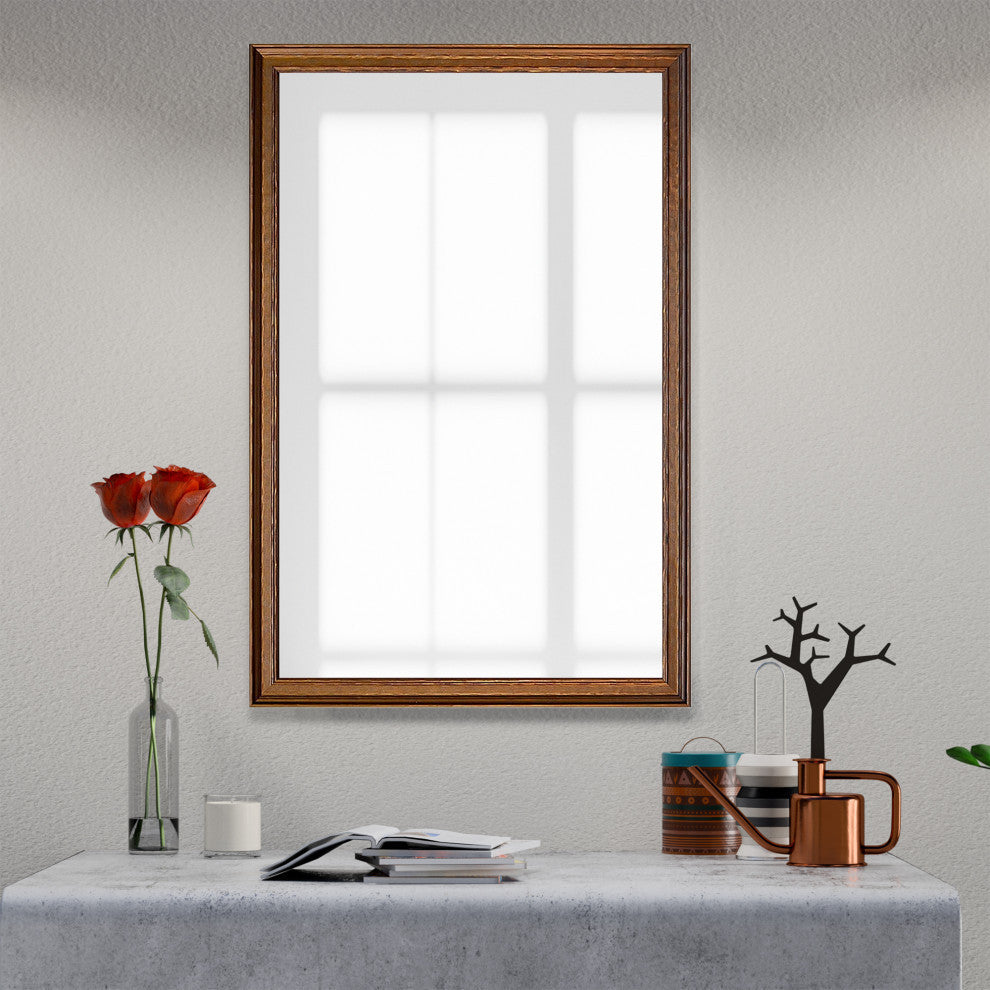 Crenshaw Framed Wall Mirror, Bronze, 20"x36"