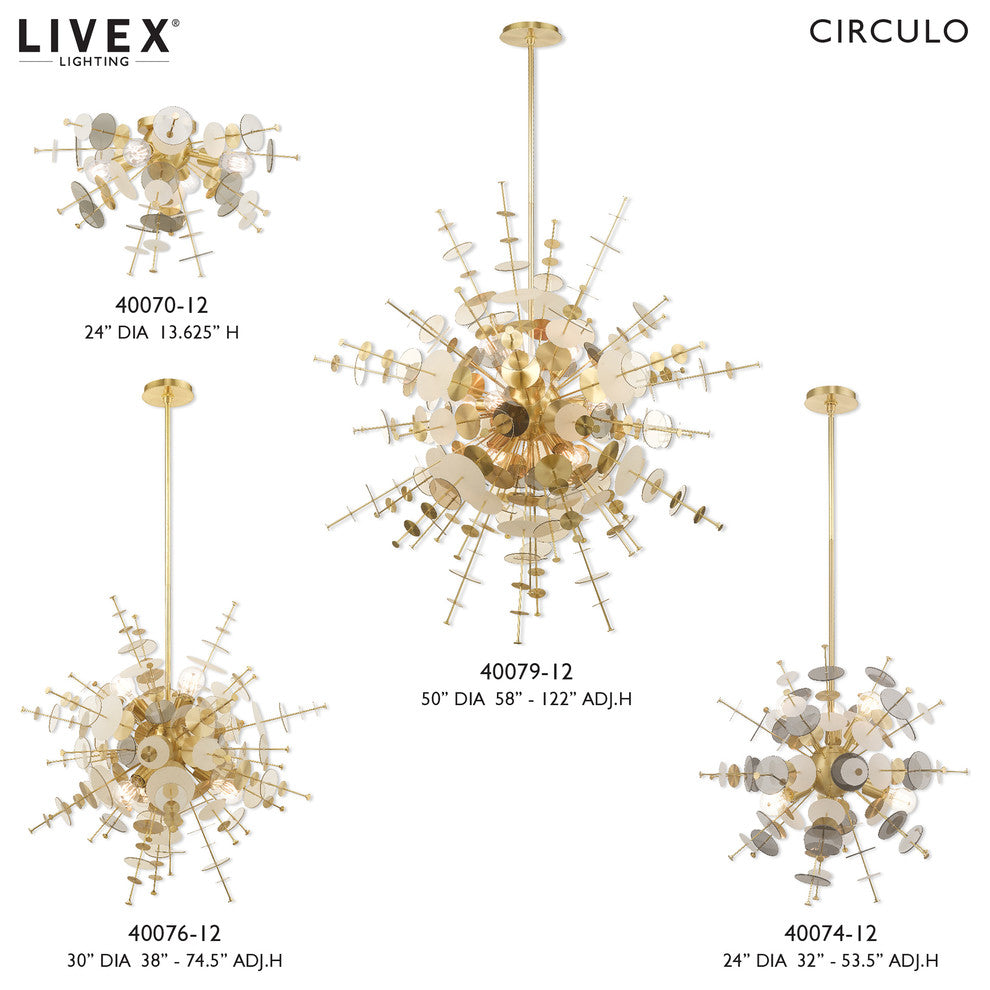 Livex Lighting Satin Brass 6-Light Pendant Chandelier