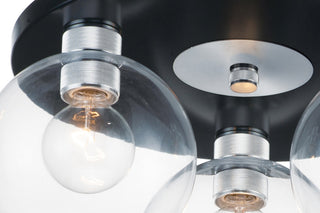 Maxim 21610 Vessel 3 Light 17"W Flush Mount Ceiling Fixture - Black / Brushed