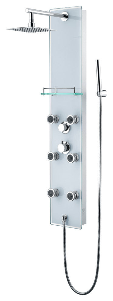 Luxier 51" 6-Jet Shower Panel With Rainfall Shower Head Hand Shower, White