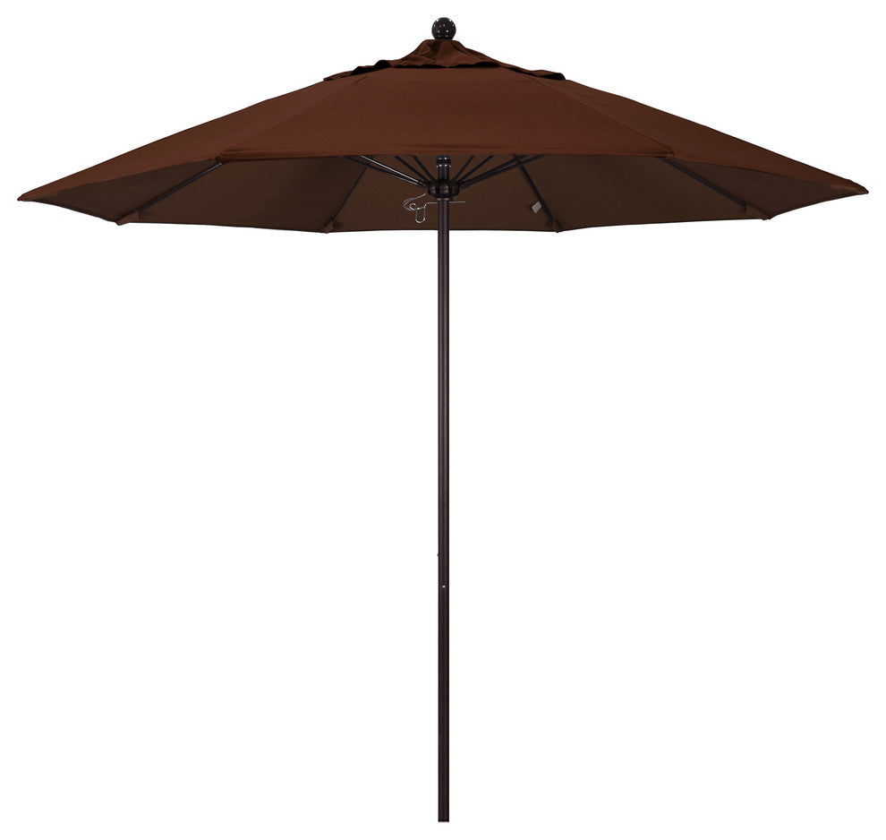 9' Fiberglass Umbrella Pulley Open Bronze, Sunbrella, Bay Brown