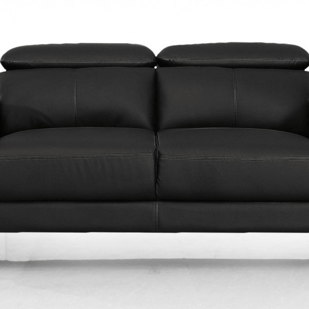Urban 65" Black Leather Adjustable Headrest Loveseat