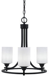 Paramount 3-Light Chandelier, Matte Black, 4" White Muslin Glass