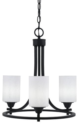 Paramount 3-Light Chandelier, Matte Black, 4" White Muslin Glass