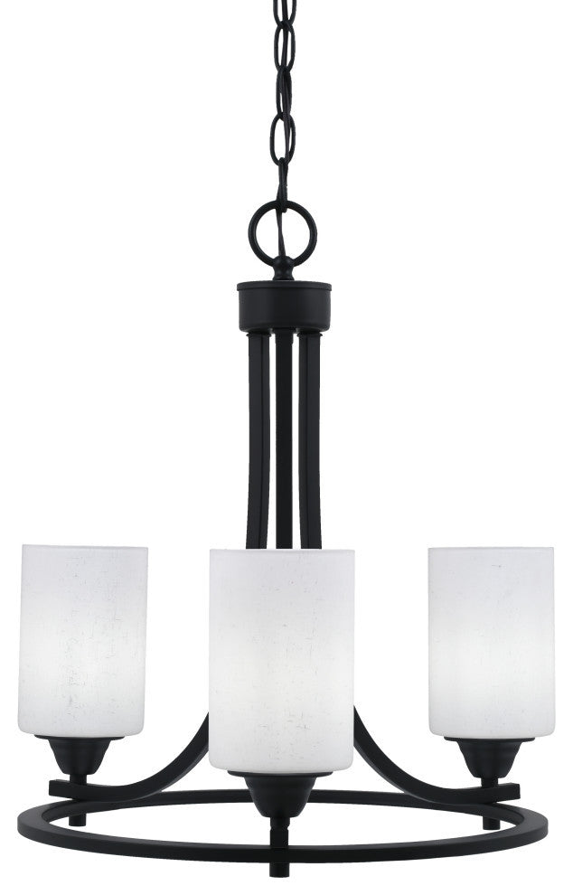 Paramount 3-Light Chandelier, Matte Black, 4" White Muslin Glass