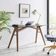 Computer Work Desk, Natural, Wood, Glass, Modern, Mid Century Home Office