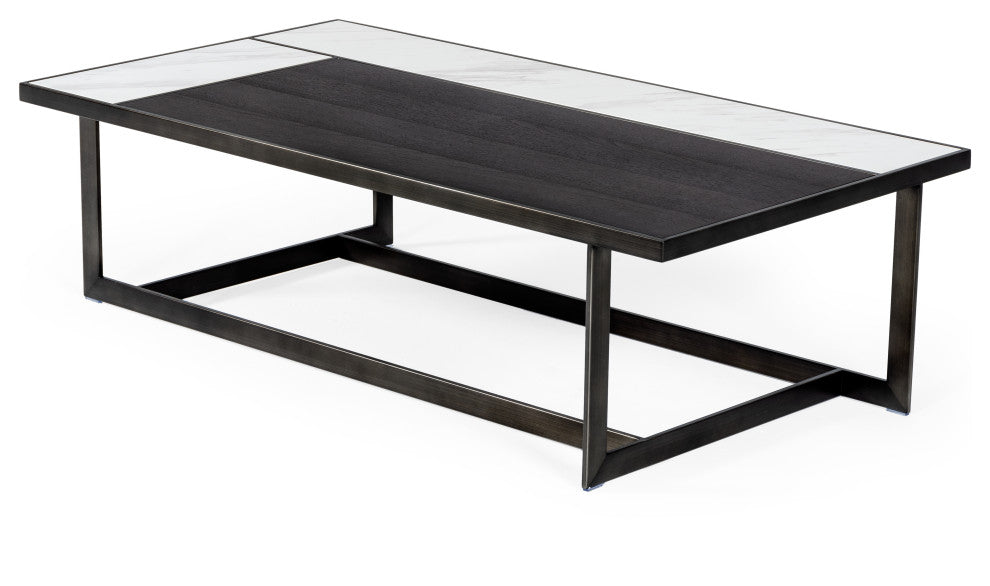 Modrest Fargo Modern Ceramic and Grey Walnut Coffee Table