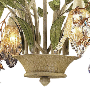 Huarco Chandelier, Seashell and Amber Glass, 6-Light