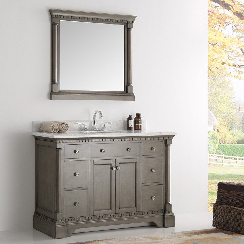 Fresca Kingston 48" Antique Silver Traditional Bathroom Vanity With Mirror