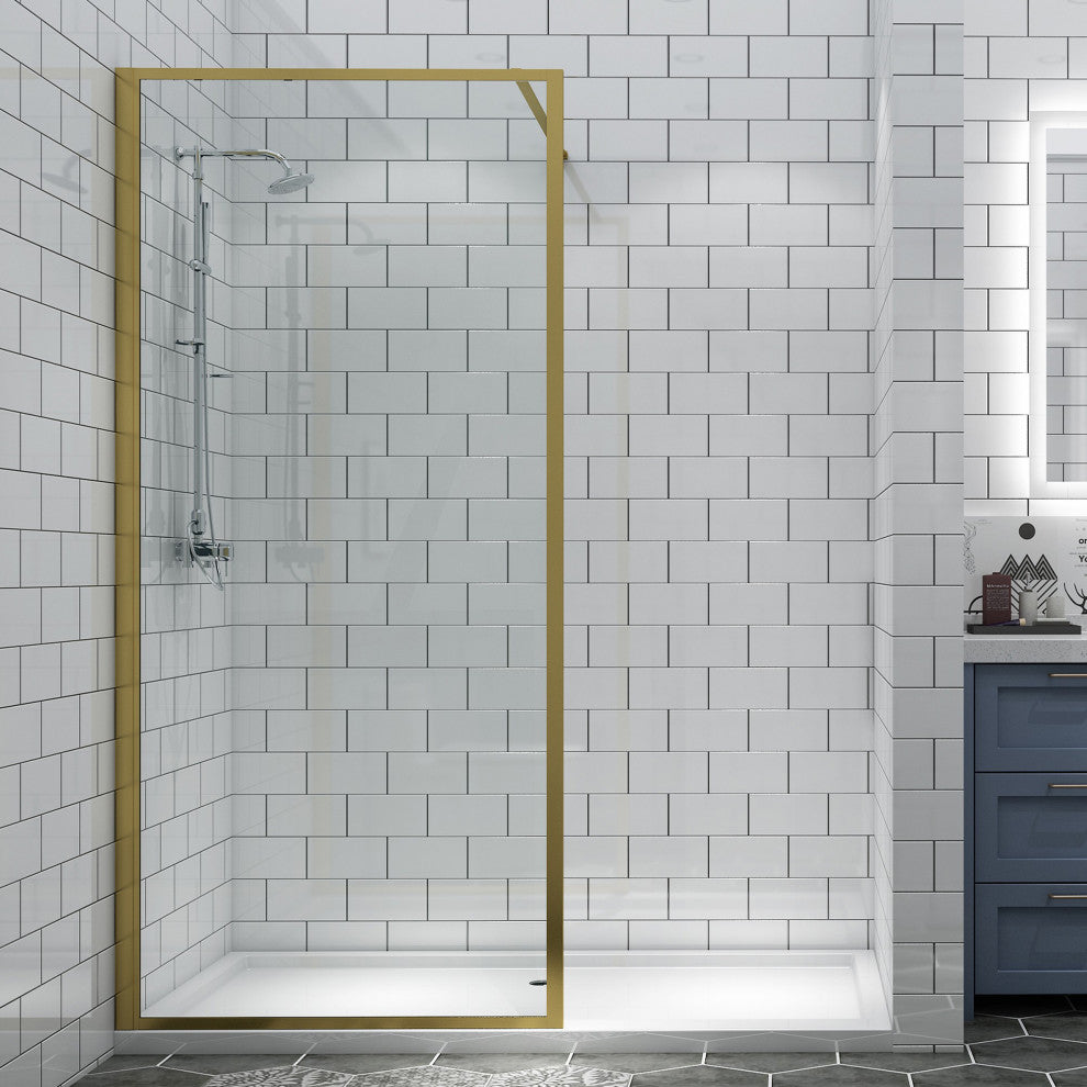 34 in. W x 74 in. H Framed Fixed Glass Panel Shower Door