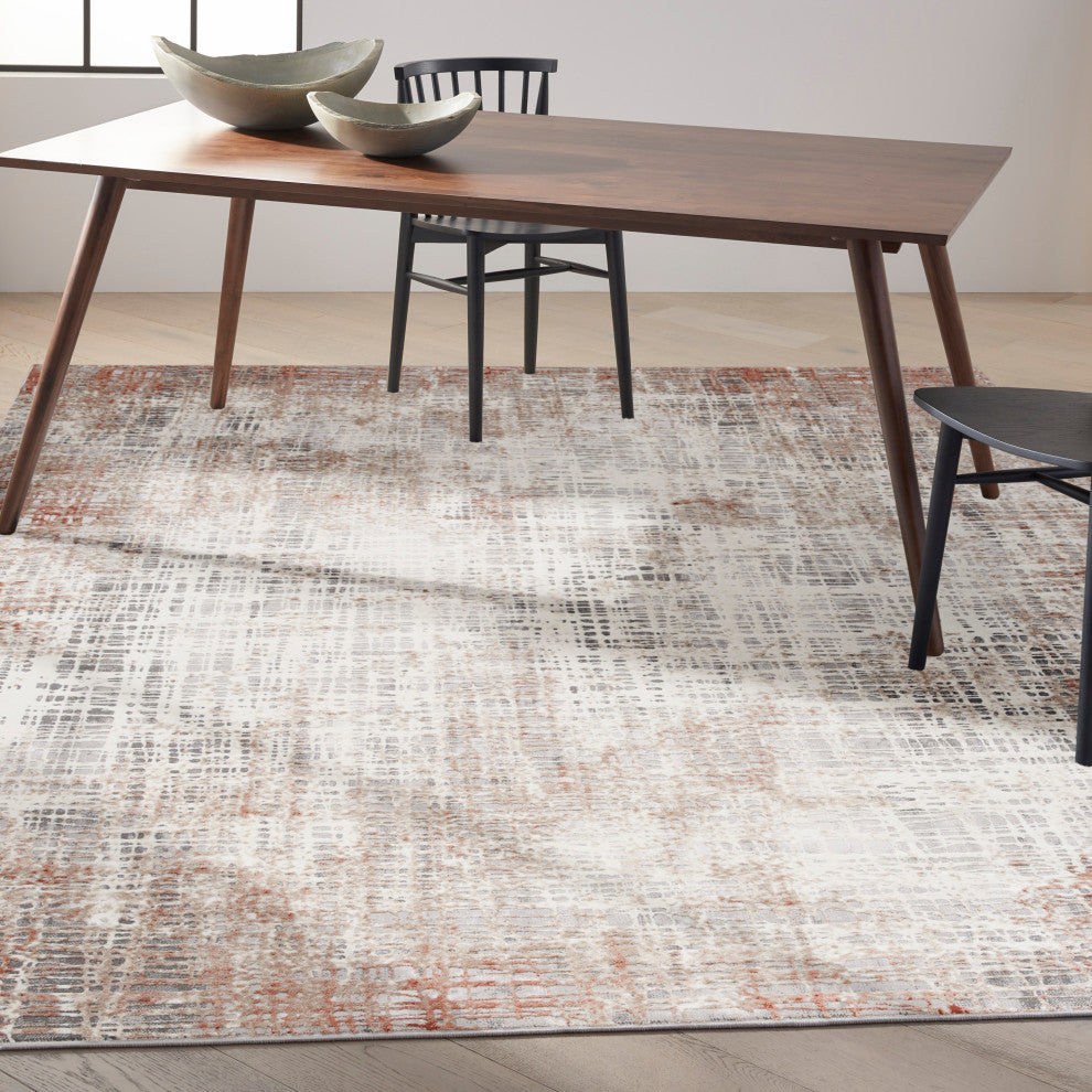 Calvin Klein CK022 Infinity 9' x 12' Rust Multicolor Modern Indoor Area Rug