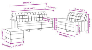 vidaXL Sofa Set with Cushions Sectional Sofa Couch 3 Piece Dark Gray Fabric