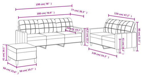 vidaXL Sofa Set with Cushions Sectional Sofa Couch 3 Piece Dark Gray Fabric