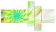 Huge Bright Green Fractal Flower, Floral Canvas Art Print, 60"x32", 5 panels
