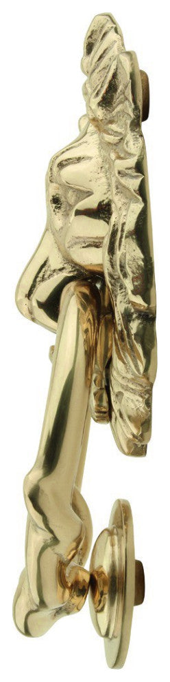 Solid Cast Brass Lion Front Door Knocker 6.25" Tall Lacquered Brass Finish