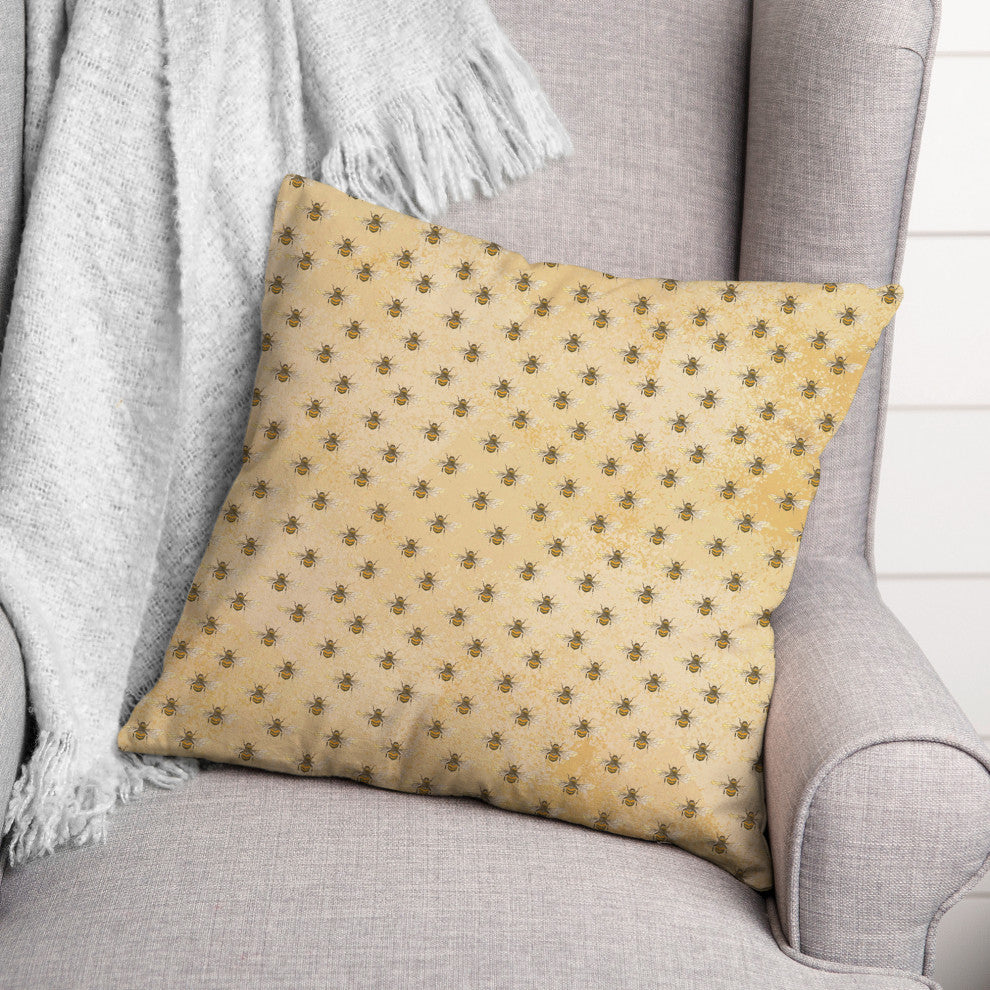 Bee Pattern 20 x 20 Spun Poly Pillow