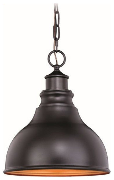 Delano 11" Outdoor Pendant Oil Burnished Bronze and Light Gold
