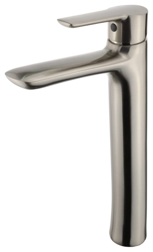 Fine Fixtures Round Single Hole Vessel Sink Bathroom Faucet, Satin Nickel
