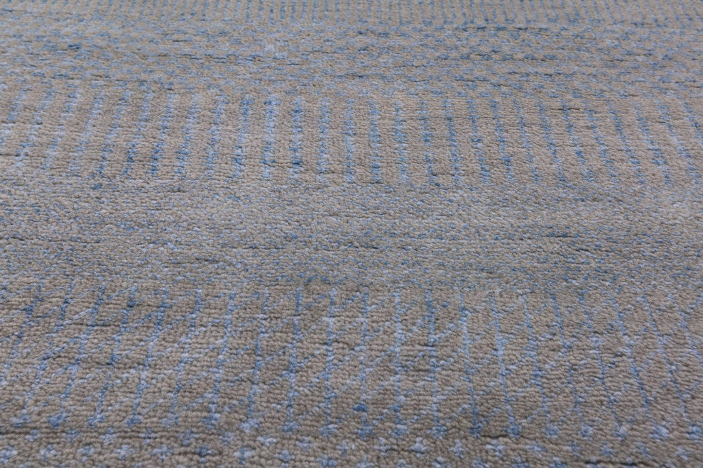 9' Round Savannah Grass Wool and Silk Hand Knotted Rug Q11448
