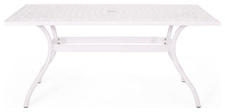 Veronica Traditional Outdoor Aluminum Rectangular Dining Table, White