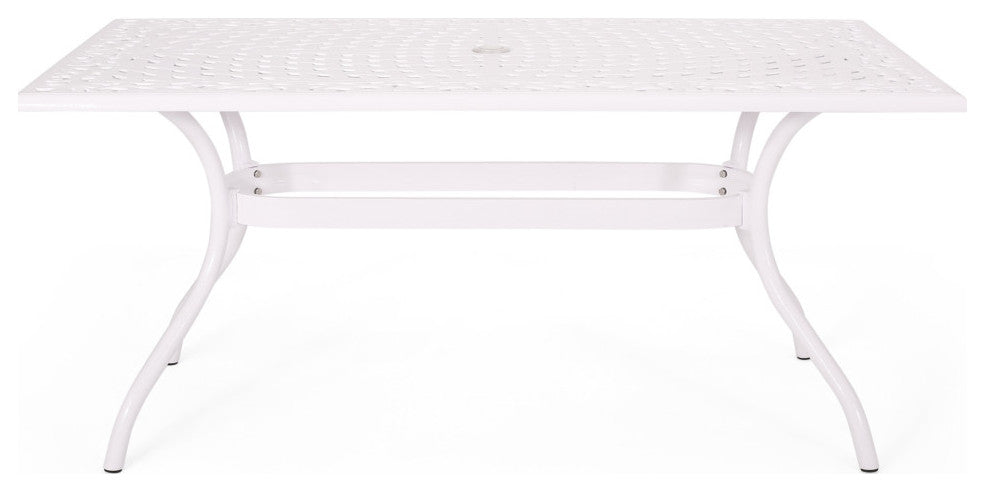 Veronica Traditional Outdoor Aluminum Rectangular Dining Table, White