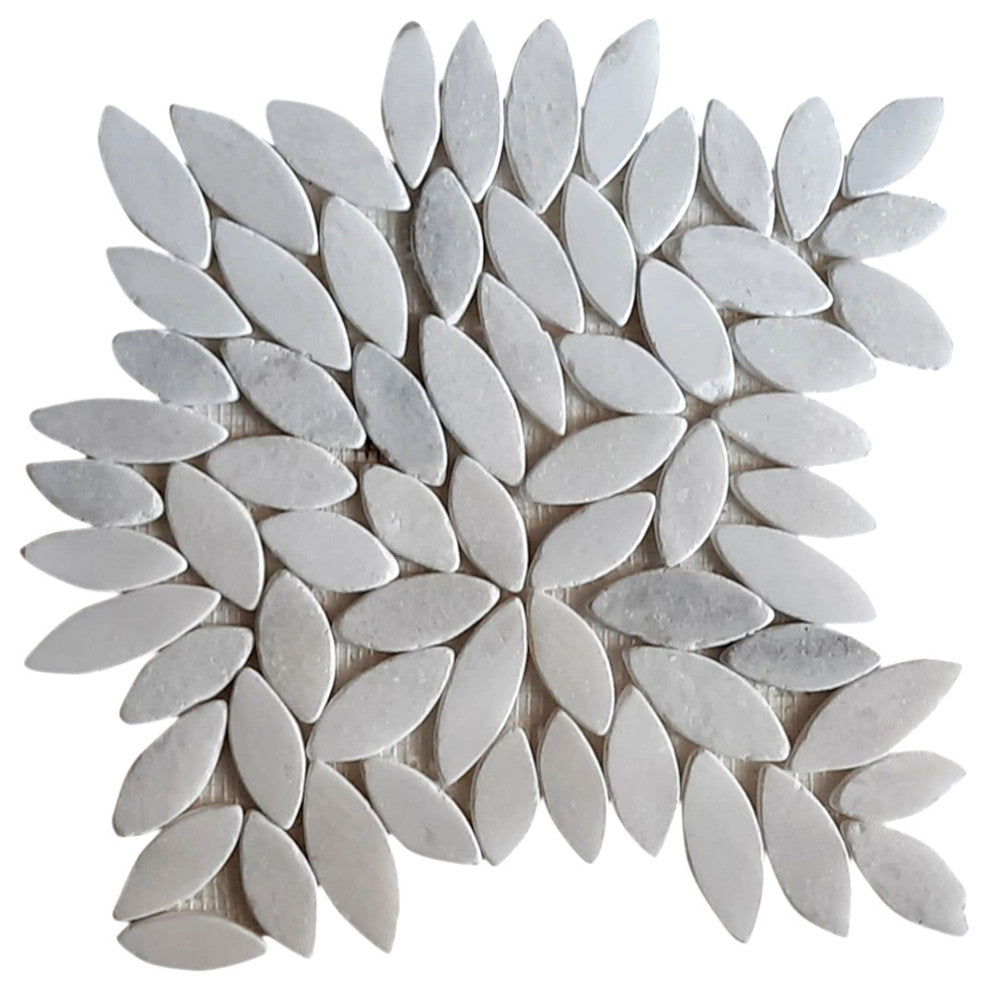 Milky white flower flat sliced pebble tile 12x12 for showers and living spaces