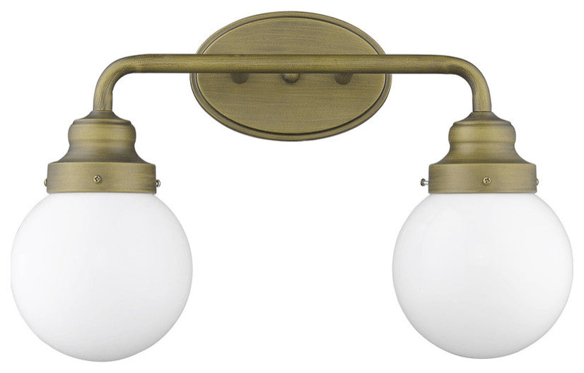 Two Light Gold Wall Sconce with Round Glass Shade