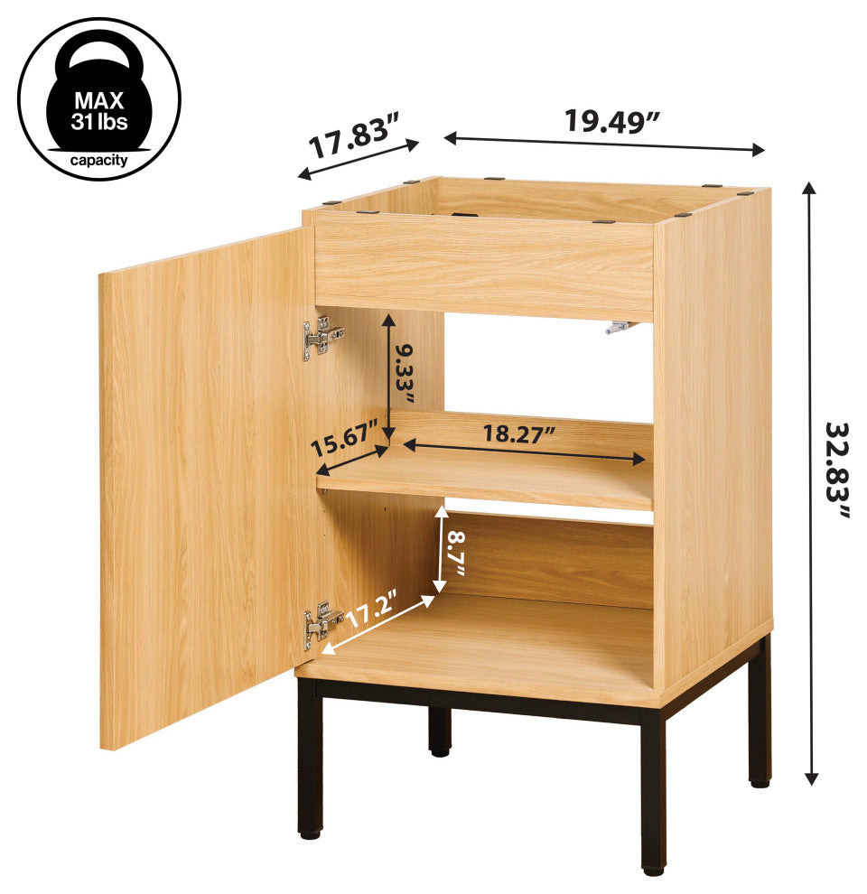 Rowan Geometric 2-Shelf Bath Vanity Cabinet Only, Sink Basin Not Included