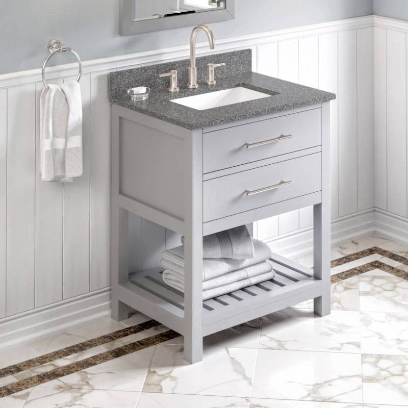 Wavecrest Contemporay Grey 30" Vanity, Boulder Cultured Marble Top